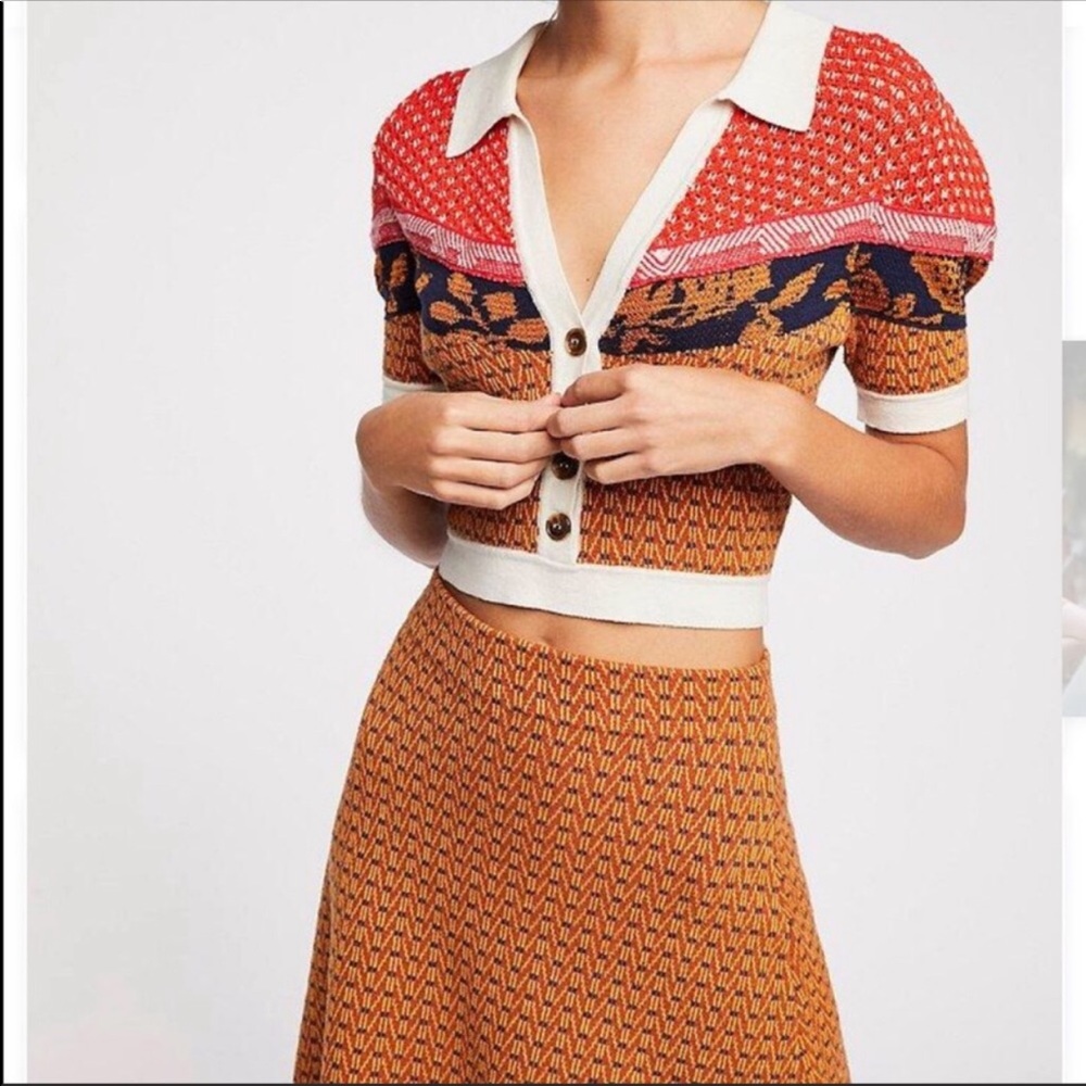Free People Multicolor Knit Skirt Set